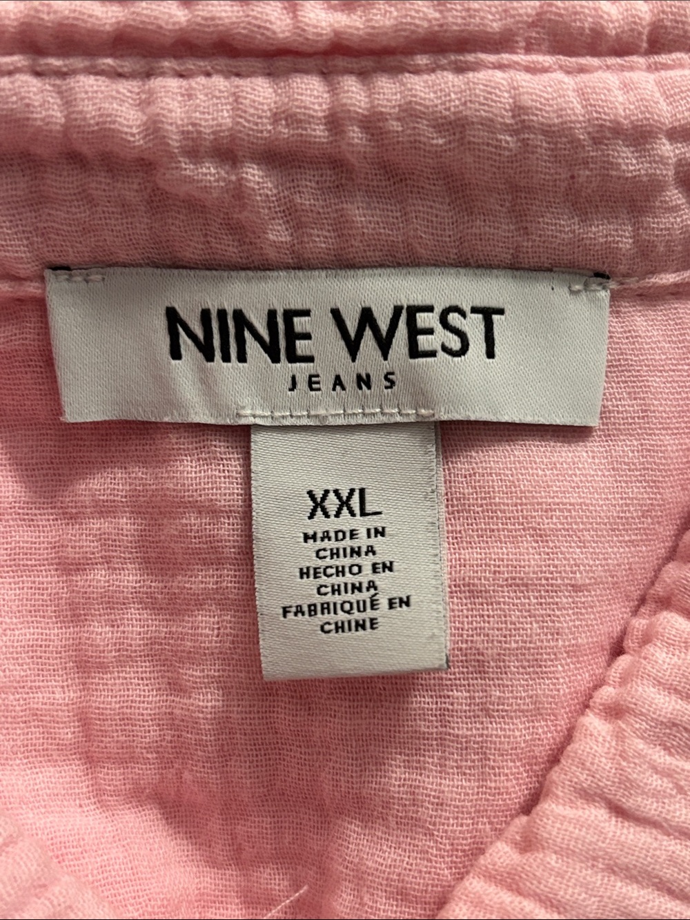 Nine West Pink Cotton Gauze Button-down Shirt - Picture 6 of 8